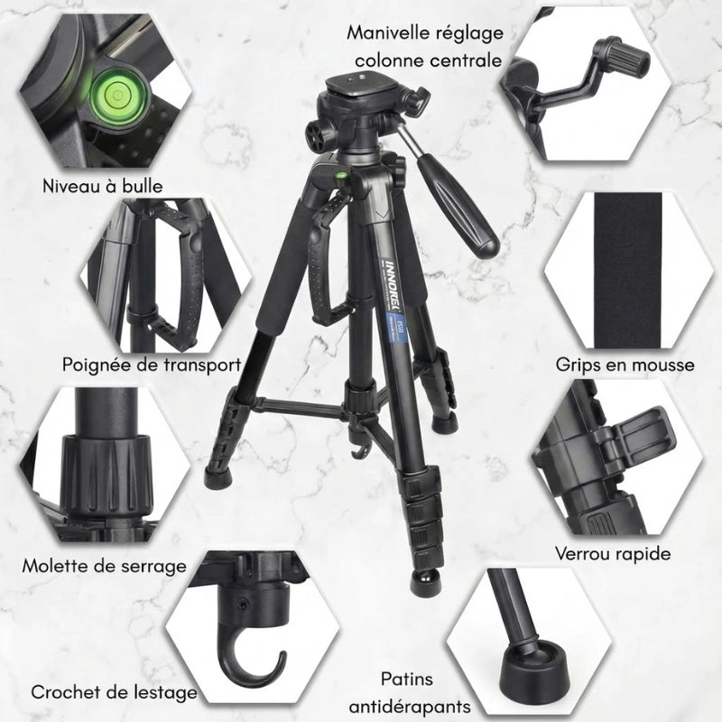 Trépied aluminium 185 CM - Grips en mousse