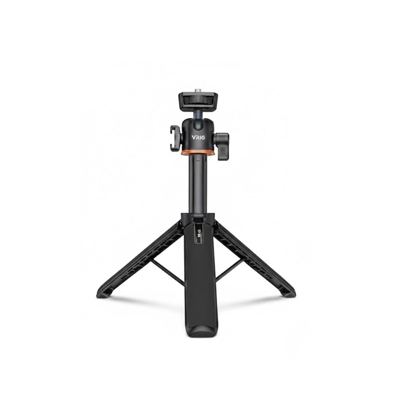 Mini trépied appareil photo extensible sur fond blanc