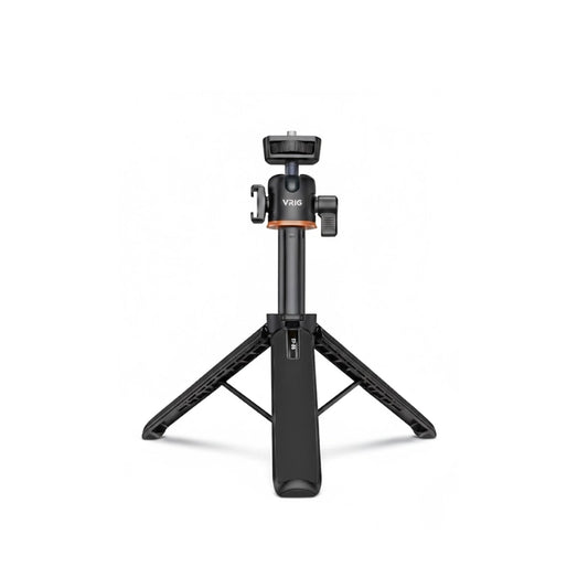 Mini trépied appareil photo extensible sur fond blanc