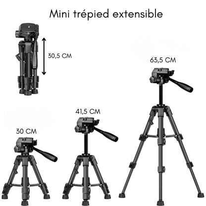 Dimensions du mini trépied appareil photo noir