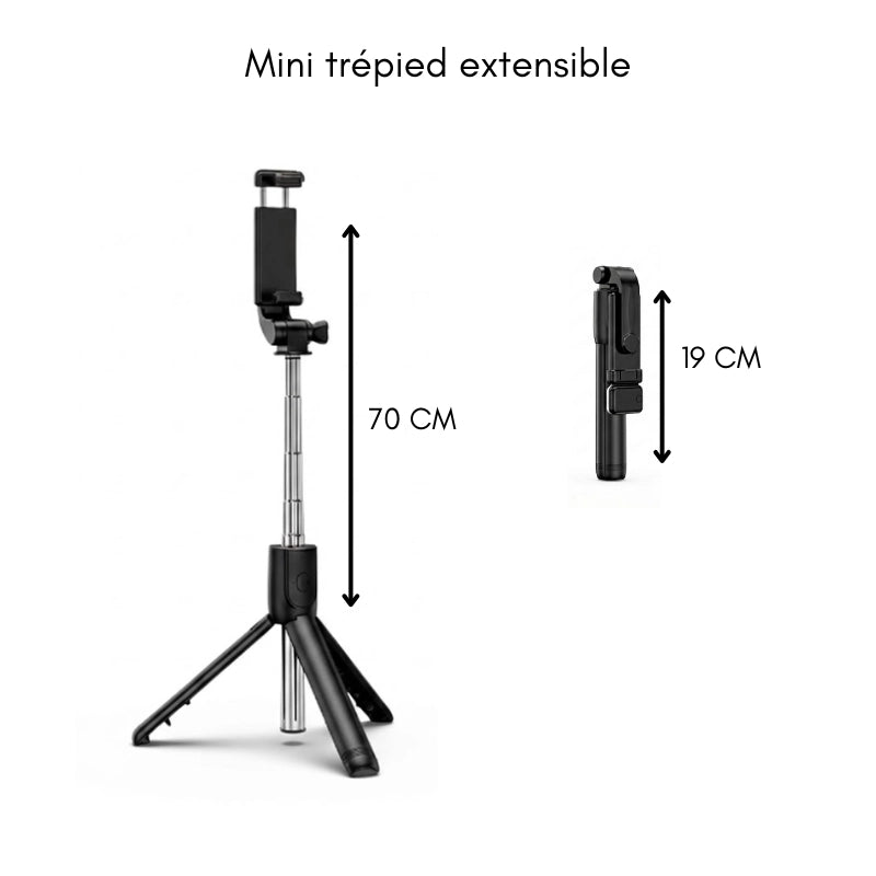 Dimensions du mini trépied téléphone Bluetooth