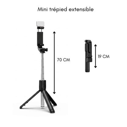 Dimensions du mini trépied téléphone led