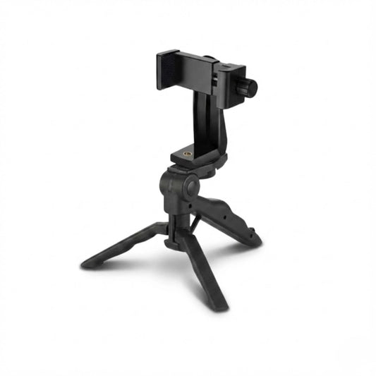 Mini trépied téléphone pliable sur fond blanc