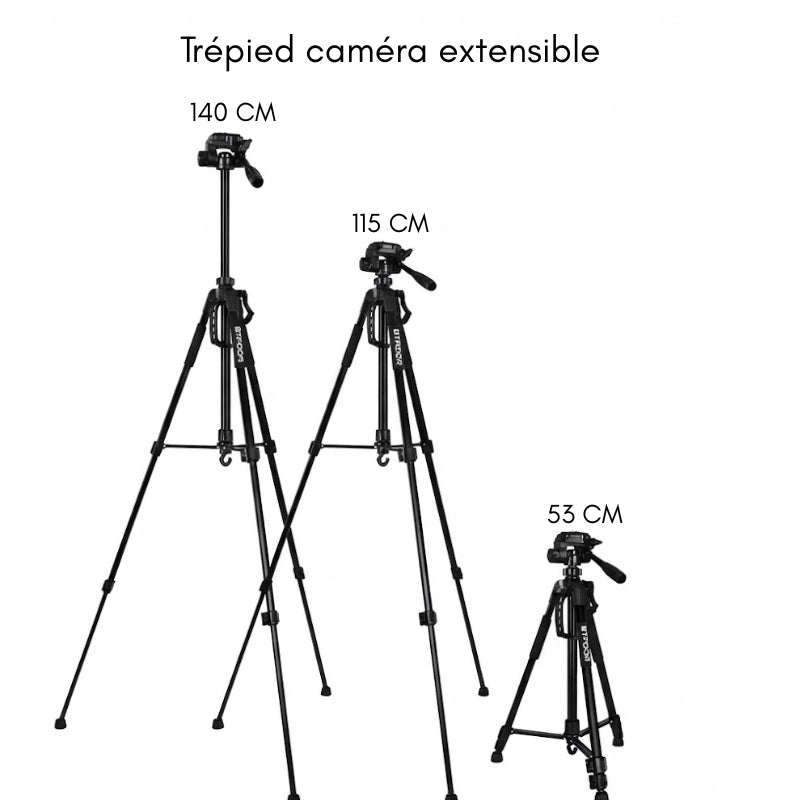 Dimensions du trépied appareil photo 140 CM grips en mousse