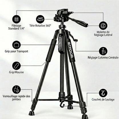 Informations sur le  trépied appareil photo 140 CM grips en mousse