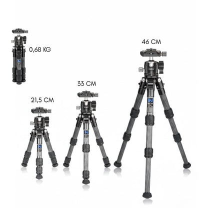 Dimensions du trépied carbone compact