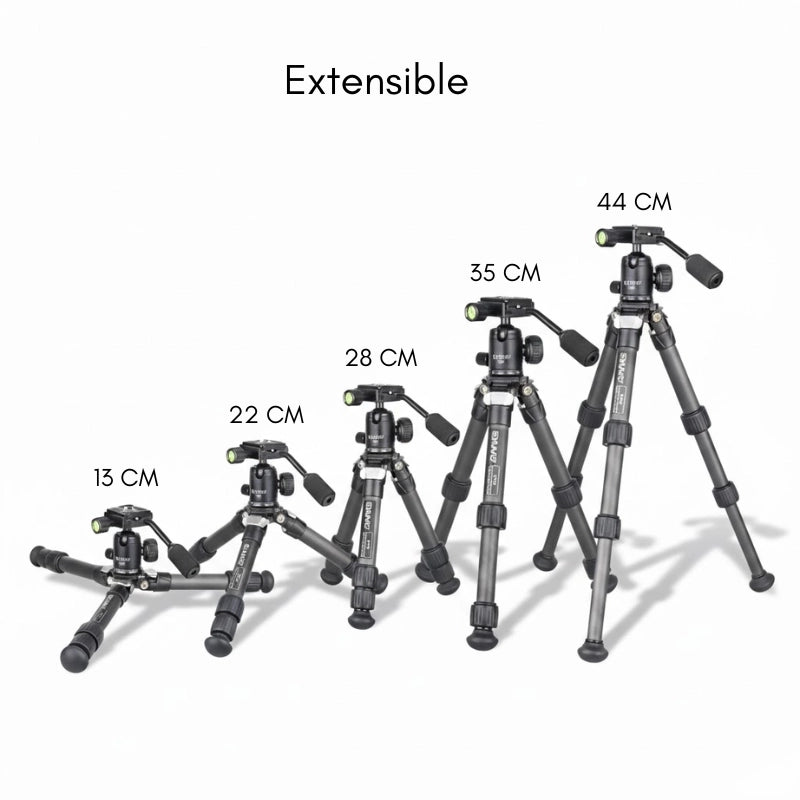 Dimensions du trépied carbone jambes multi angles
