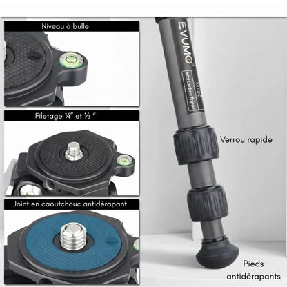 Informations du trépied carbone jambes multi angles