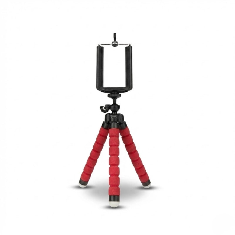 Trépied flexible Bluetooth rouge sur fond blanc