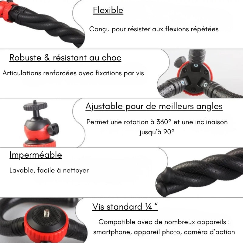 Informations sur le trépied flexible poulpe