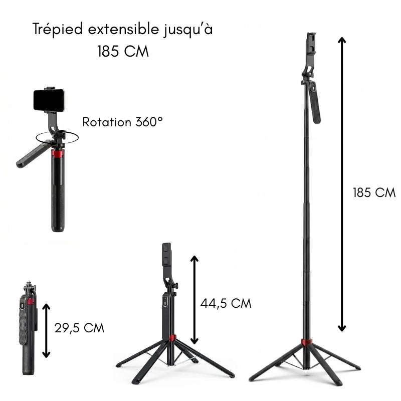 Dimensions du trépied iPhone 185 CM motif rouge