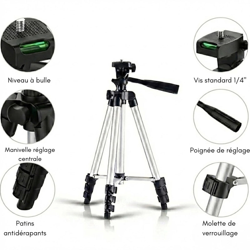 Informations sur le trépied jumelles argent
