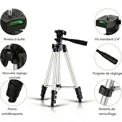 Informations sur le trépied jumelles argent