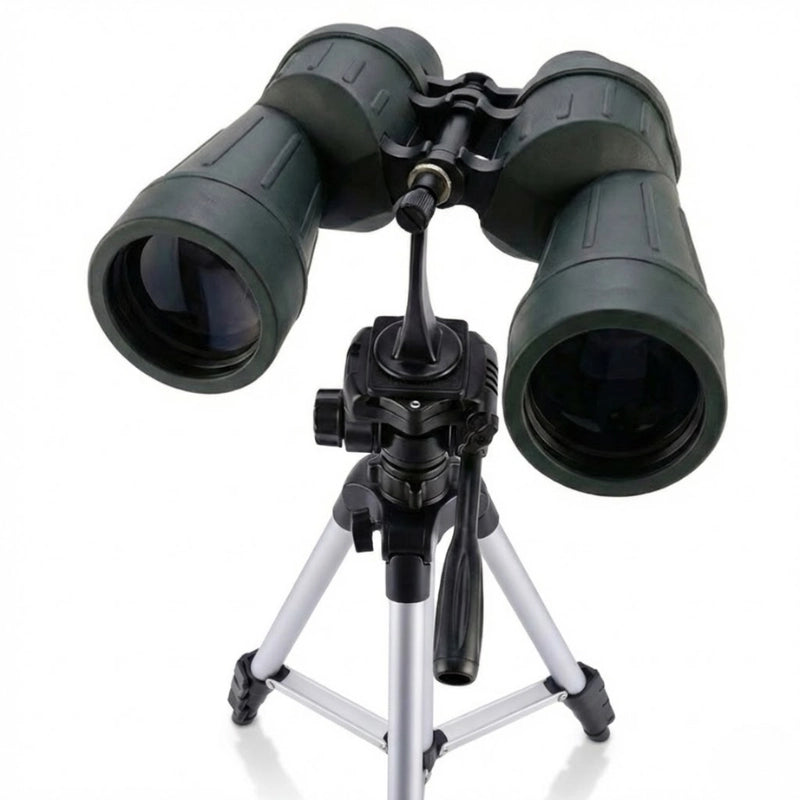 Jumelles clipsé sur le trépied argent