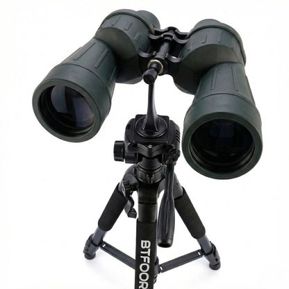 Jumelles clipsé sur le trépied grips en mousse