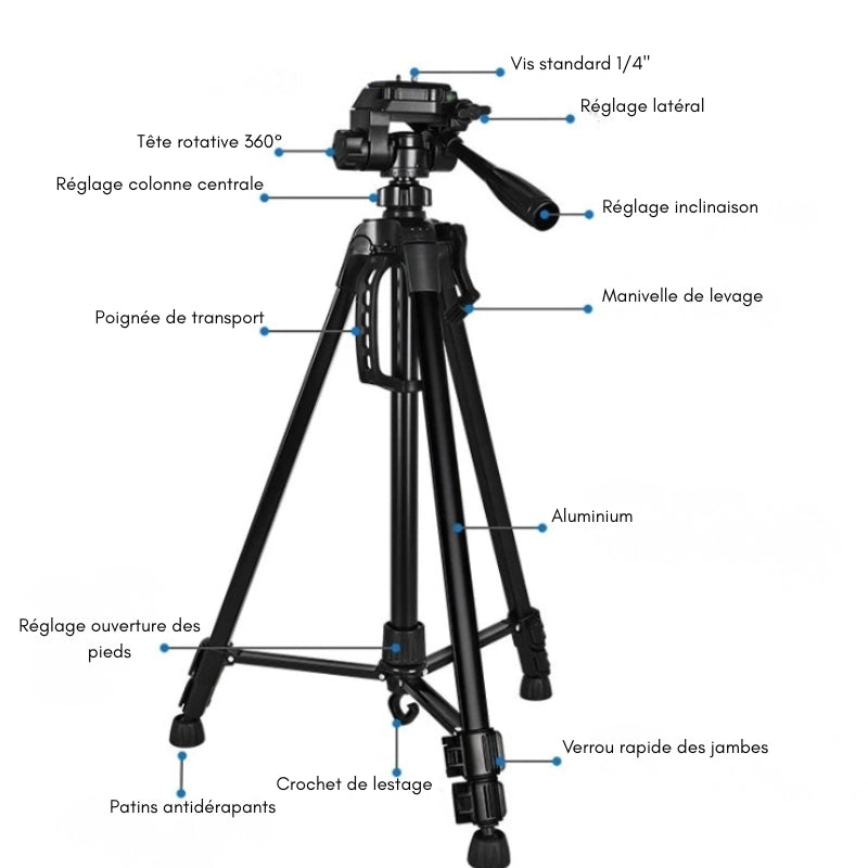 Informations sur le trépied jumelles noir