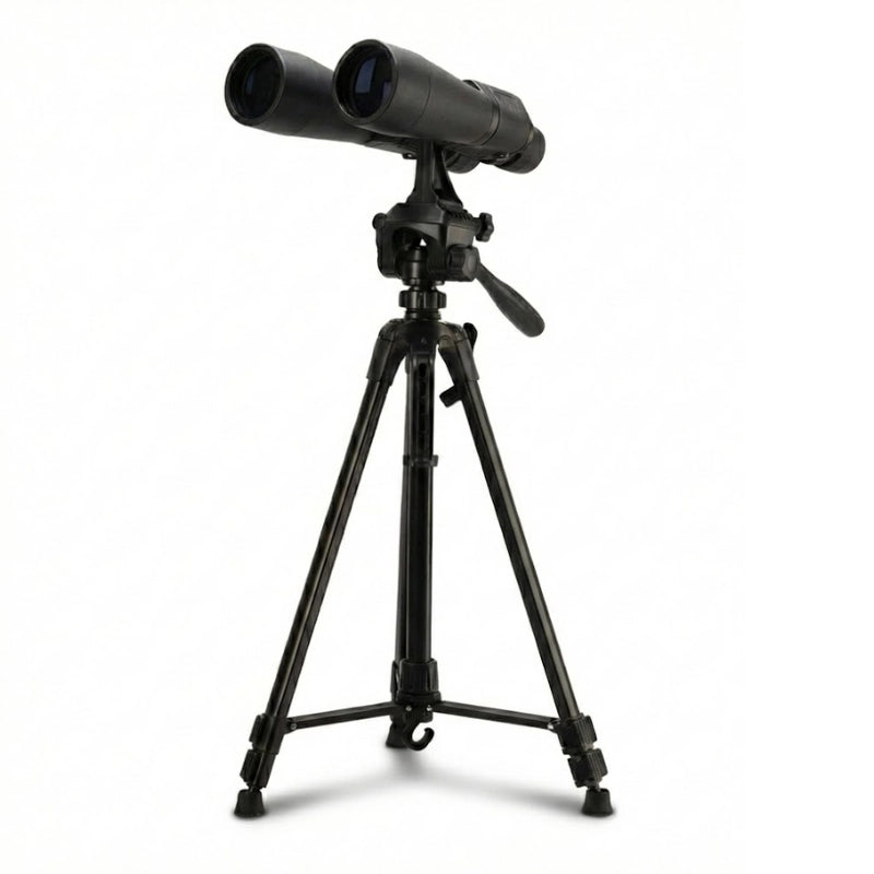 Jumelles clipsée sur le trépied noir