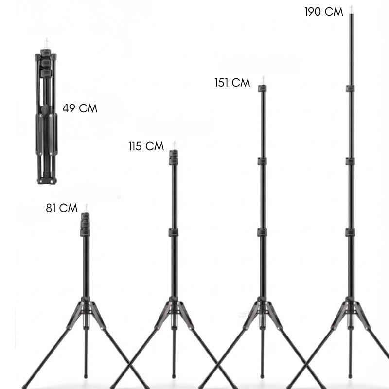 Dimensions du trépied lumière motifs gris