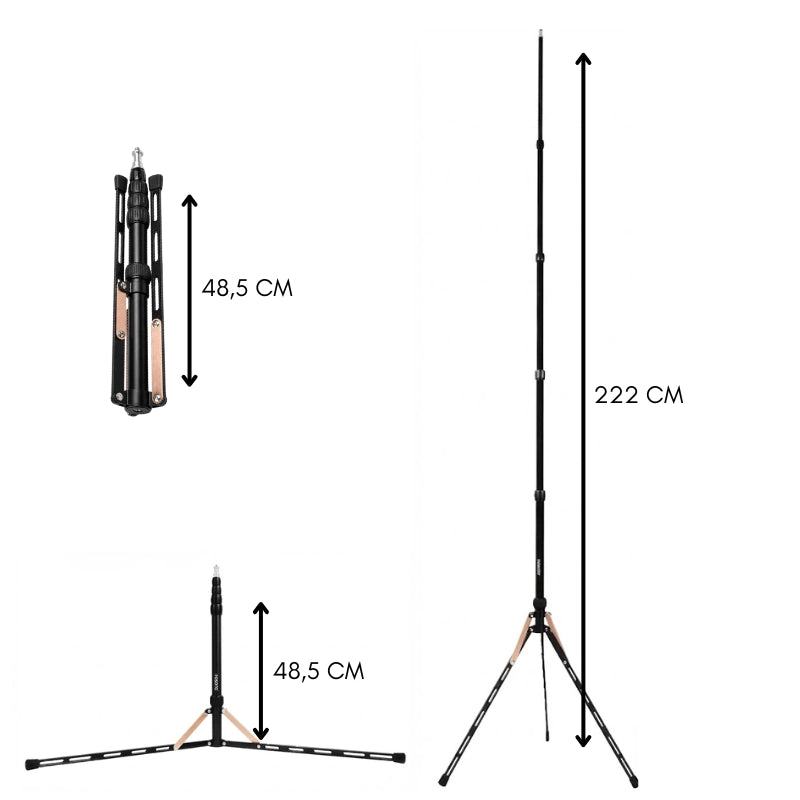 Dimensions du trépied lumière motifs beiges 