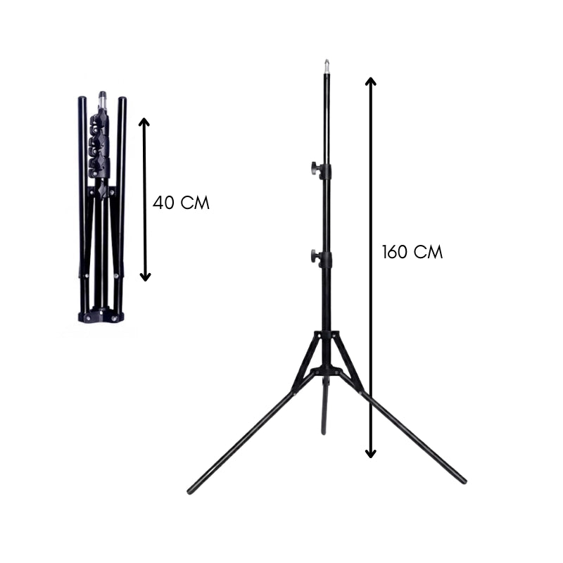 Dimensions du trépied lumière noir 