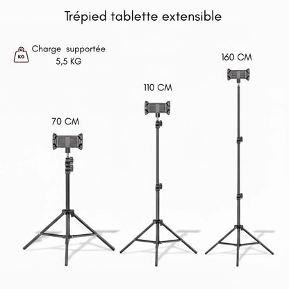 Dimensions du trépied tablette 160 CM noir