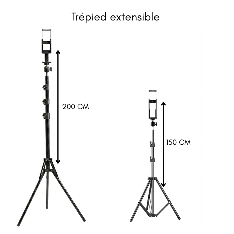 Dimensions du trépied tablette 200 CM noir