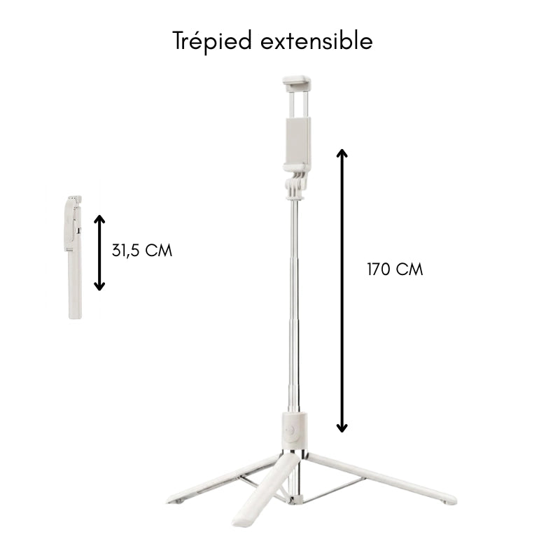 Dimensions du trépied téléphone 170 CM blanc