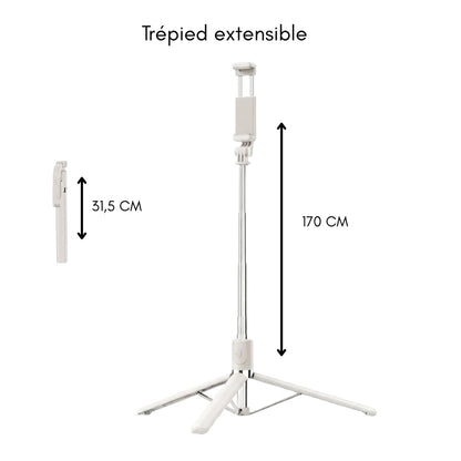 Dimensions du trépied téléphone 170 CM blanc