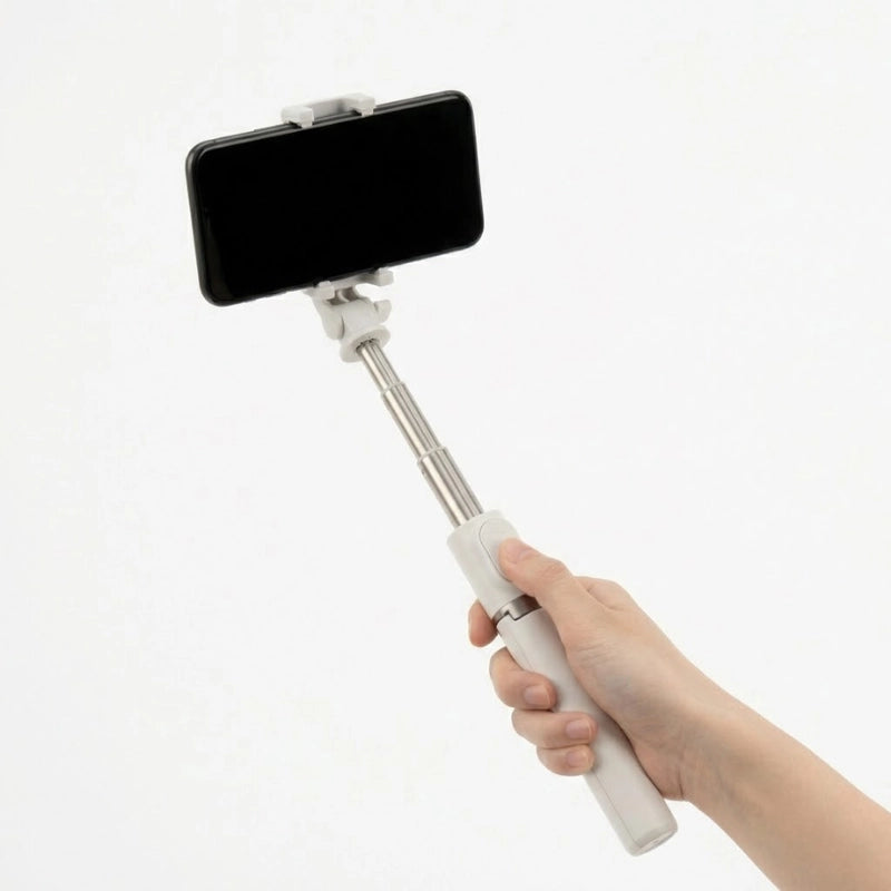 Trépied téléphone 170 CM blanc tenu tel une perche à selfie