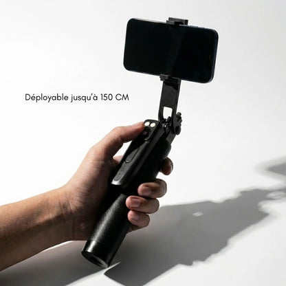 Trépied téléphone 170 CM noir tenu tel une perche à selfie