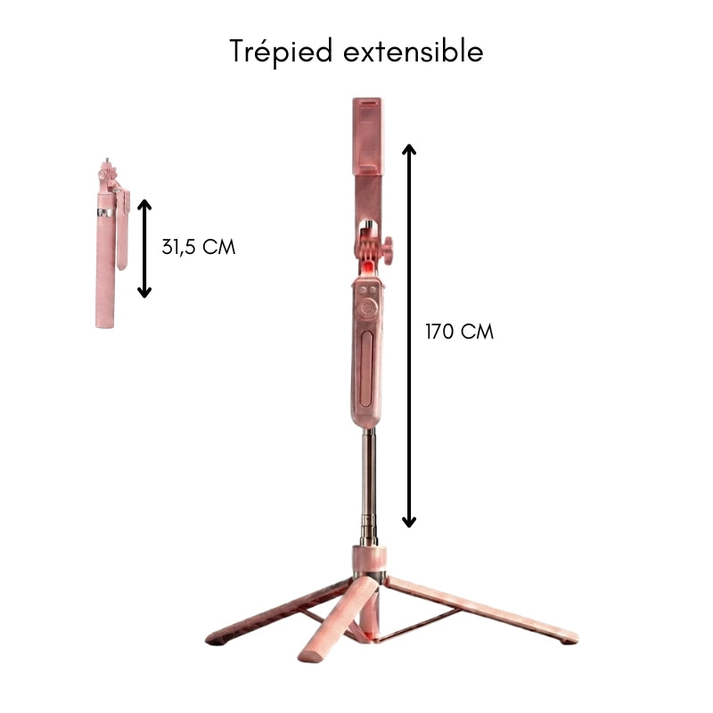 Dimensions du trépied téléphone 170 CM rose