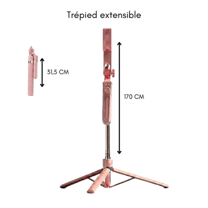Dimensions du trépied téléphone 170 CM rose