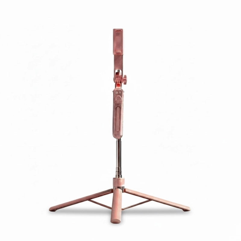 Trépied téléphone 170 CM rose sur fond blanc