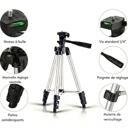 Informations sur le trépied téléphone argent