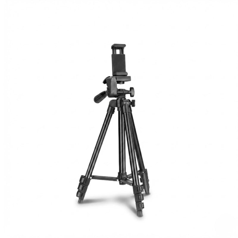 Trépied téléphone noir sur fond blanc