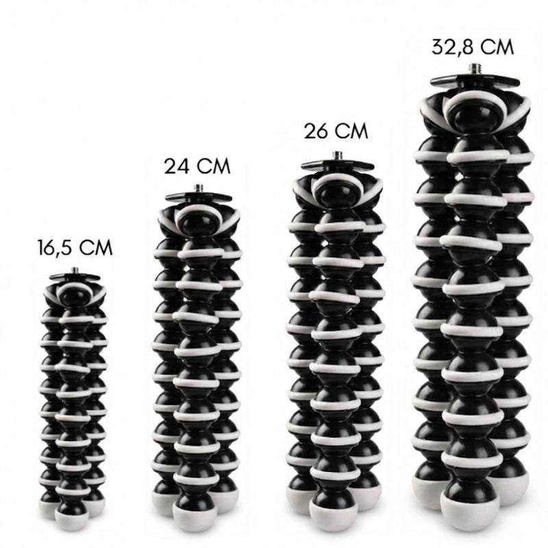 Dimensions des trépieds flexibles noirs et blancs 