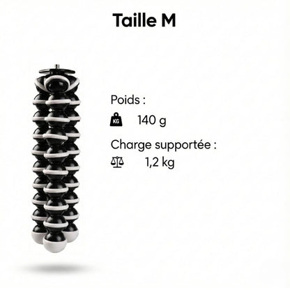 Informations du trépied flexible noir et blanc taille M