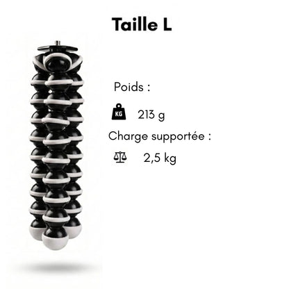Informations du trépied flexible noir et blanc taille L