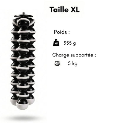 Informations du trépied flexible noir et blanc taille XL