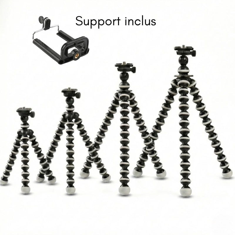 Détail sur les trépieds flexibles noirs et blancs