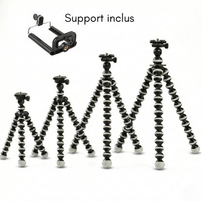 Détail sur les trépieds flexibles noirs et blancs