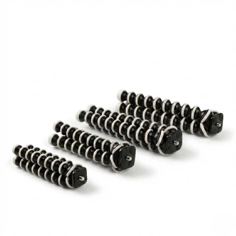 Trépieds flexibles noirs et blancs sur fond blanc 